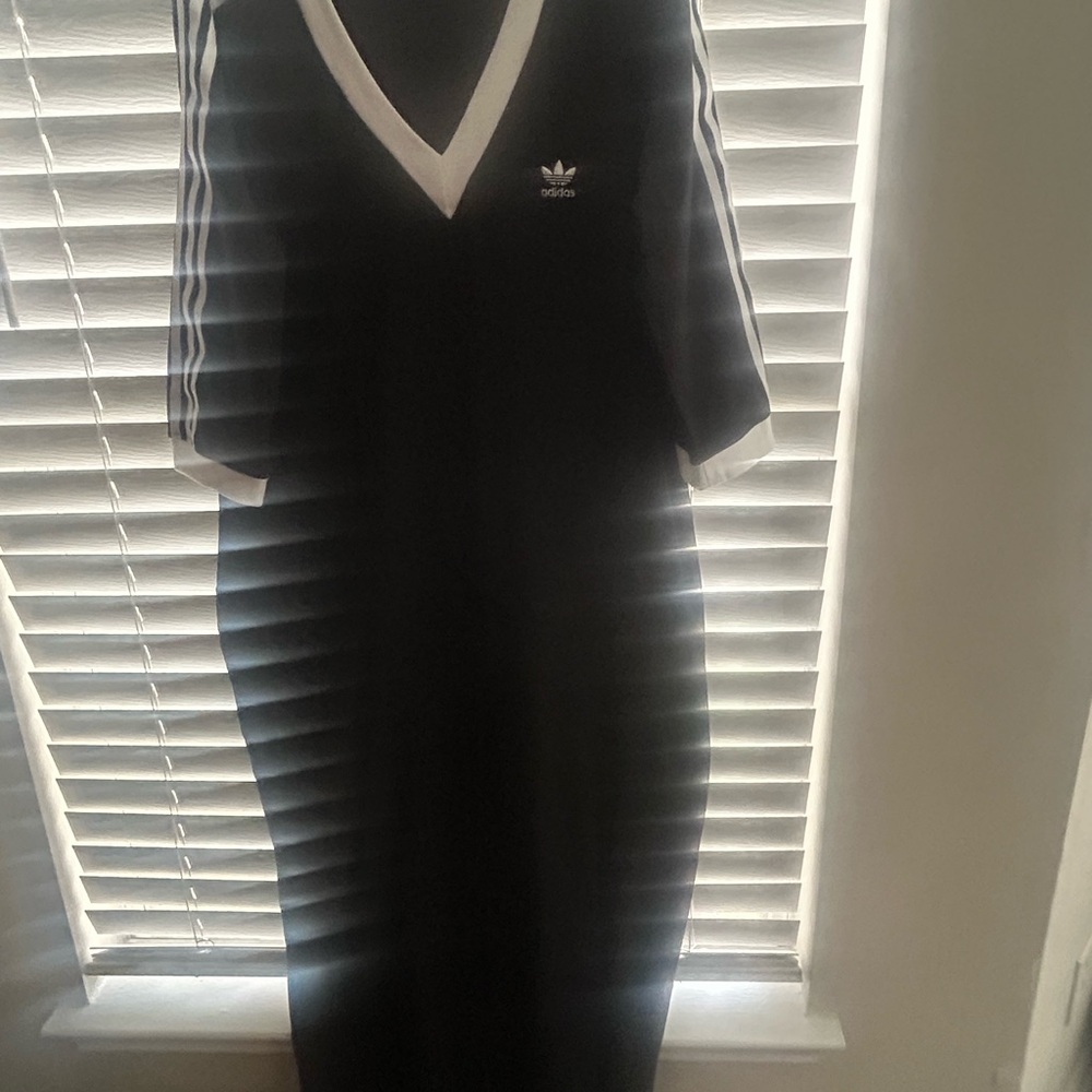 Adidas Black Long Sleeve Dress with White Trim